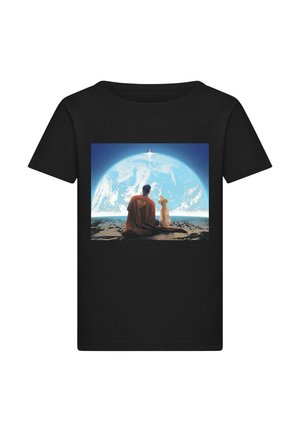 SUPERMAN LOOKING ON EARTH SHORT SLEEVE - Print T-shirt - black