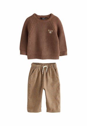 Next, KNITTED JUMPER AND WIDE LEG TROUSERS SET - Trousers - brown