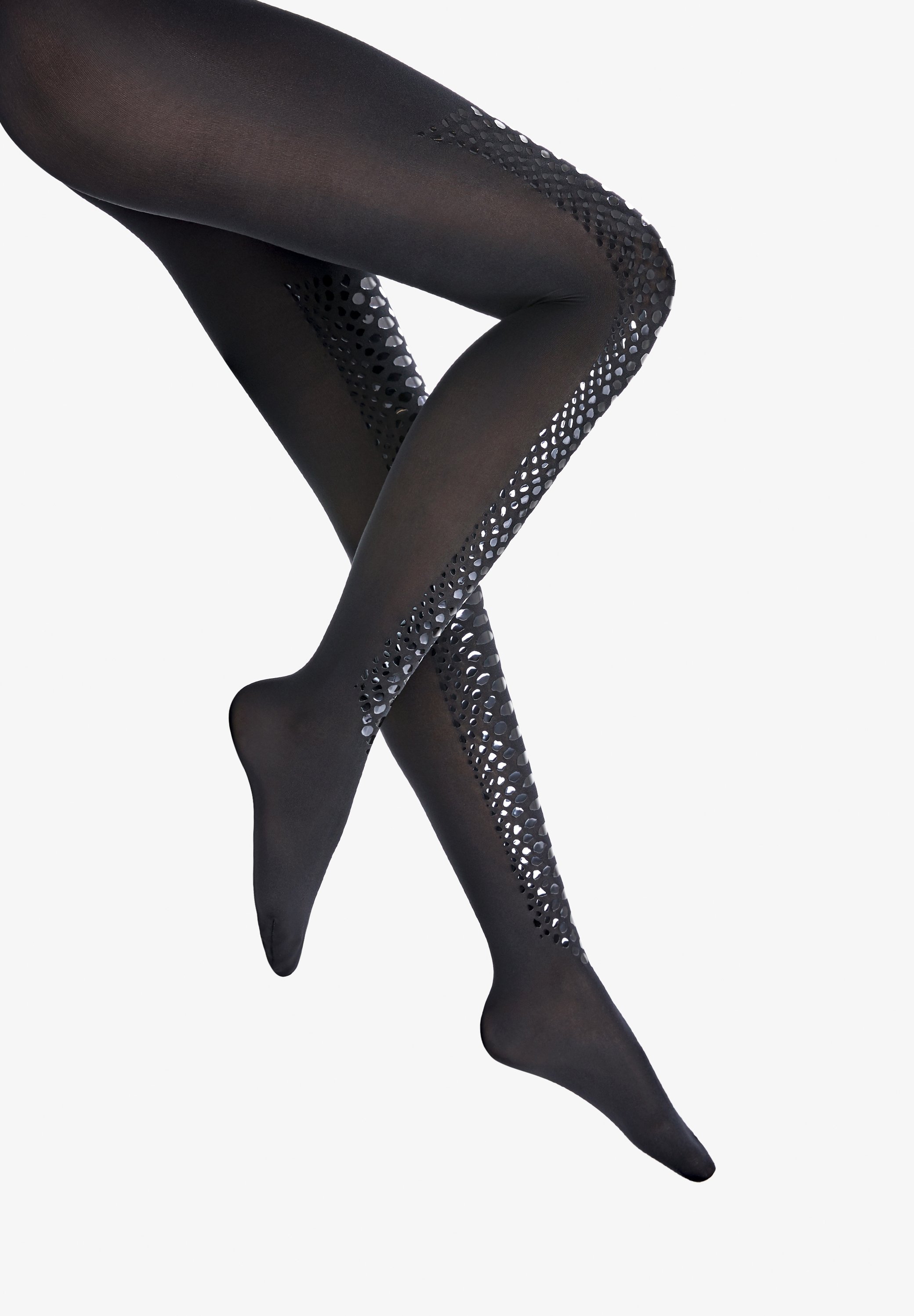 black shimmer tights