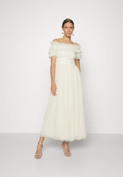Sparkling Diamonds Tassel White Bows  Sexy Off The Shoulder Ankle Lenght Bandage Dress Woman Birthday Party Vestido
