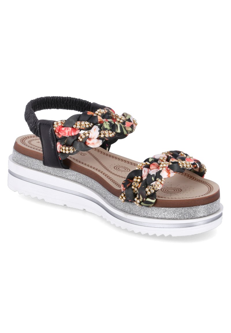 Damen Riemchensandalen | CM Laufsteg München Plateausandalette schwarz - CR16413 Damen Riemchensandalen | CM Laufsteg München Plateausandalette schwarz - CR16413