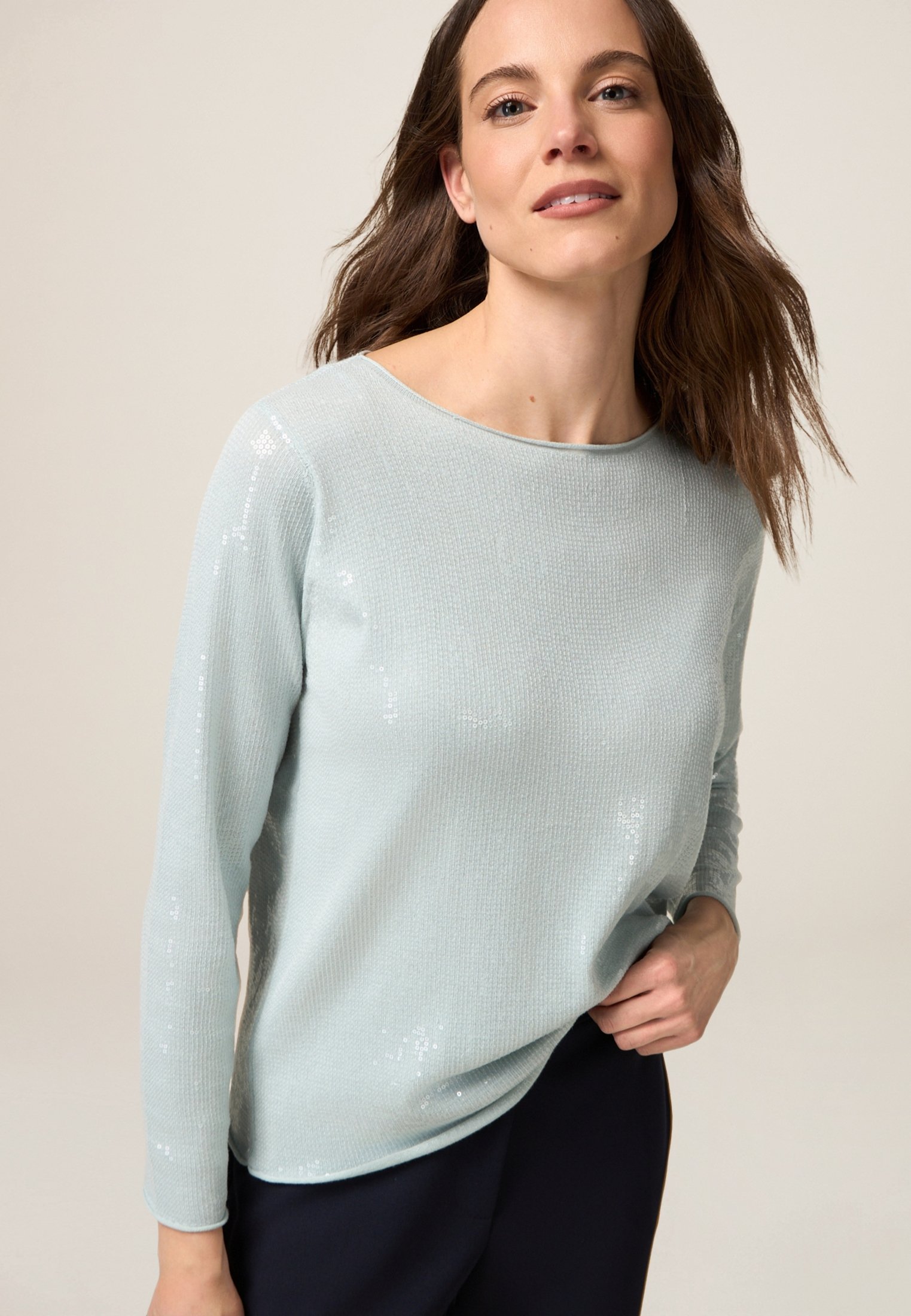 Oltre CON PAILLETTES Jersey de punto verde acqua/azul claro