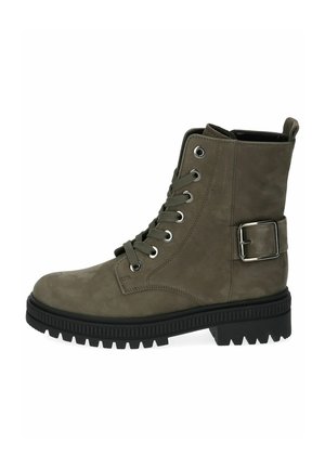 Platform ankle boots - oliv micro
