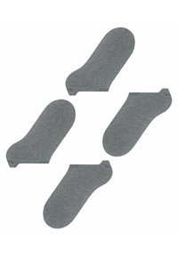 Graue Baumwollknöchelsocken mit nahtlosem Design. Das Material hat eine weiche Textur und weist ein geripptes Muster am Öffnungsrand auf.
