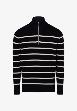 Only & Sons ONSPHIL HALF ZIP - Strickpullover - dark navy stripesant. white