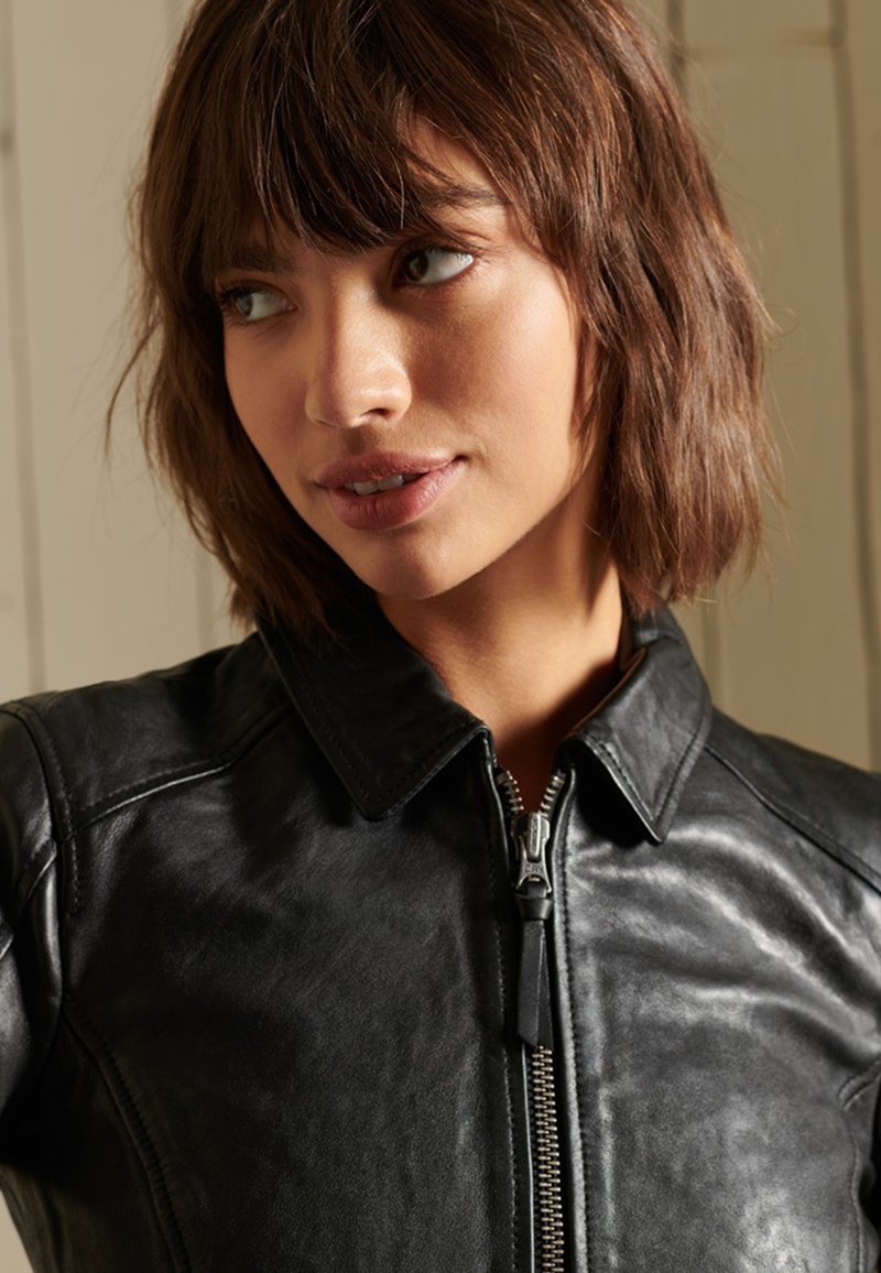 Damen Leichte Jacken | Superdry Lederjacke black dip/schwarz - FG12104 Damen Leichte Jacken | Superdry Lederjacke black dip/schwarz - FG12104