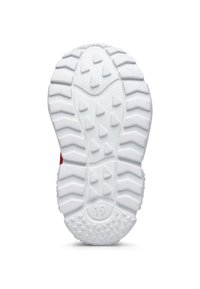 Suola della sneaker in materiale gomma bianco con motivi di battistrada testurizzati, che offrono aderenza. Numero "19" in rilievo vicino al tallone.