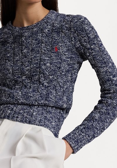 Polo Ralph Lauren CABLE-RAGG-KNIT COTTON CREWNECK SWEATER - Džemperis - refined navy/cream