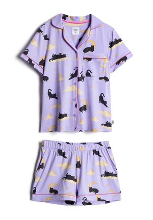 Chelsea Peers, HALLOWEEN CAT PRINT SET - Pigiama - lilac
