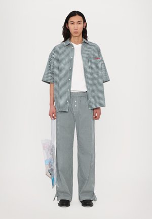 GINGHAM LOGO TROUSERS UNISEX - Pantaloni - dark green
