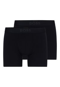 Schwarze Boxershorts aus Stretch-Baumwolle, mit einem weichen elastischen Bund und geprägtem Logo, entworfen für Komfort und Passform. Zwei Paare enthalten.