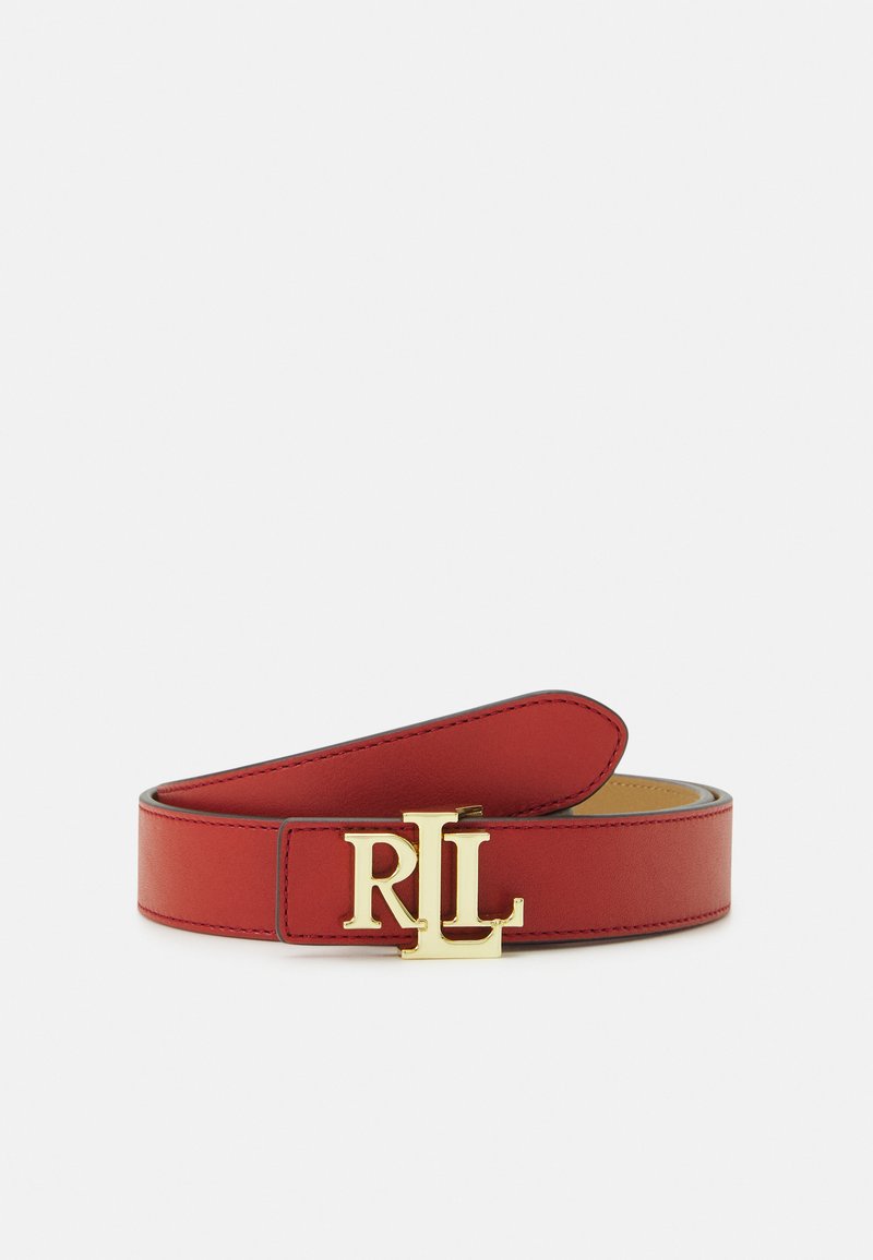 Lauren Ralph Lauren LOGO REVERSIBLE LEATHER BELT - Opasok - red sunstone/camel