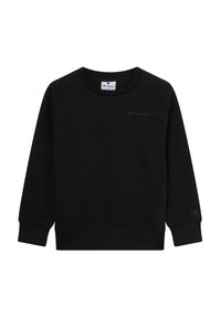 Felpa nera con collo tondo, maniche raglan e polsini a costine. Presenta un piccolo logo Champion in grigio scuro sul davanti.