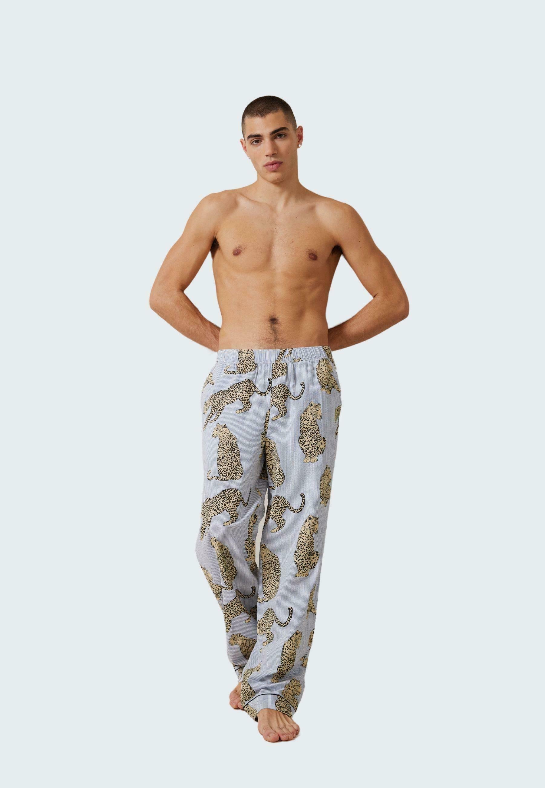 Chelsea Peers LEOPARD STRIPE Pantaloni del pigiama blue/blu