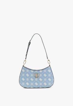 Guess, EMELIE LOGO TOP ZIP SHOULDER BAG - Borsa a mano - light blue logo