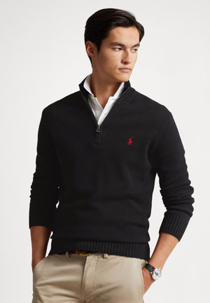 Polo Ralph Lauren COTTON QUARTER-ZIP MOCKNECK SWEATER - Πουλόβερ - black