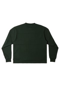 Långärmad grön sweatshirt med rund halsringning, som har en slät yta, ribbade muddar och en horisontell söm över ryggen.