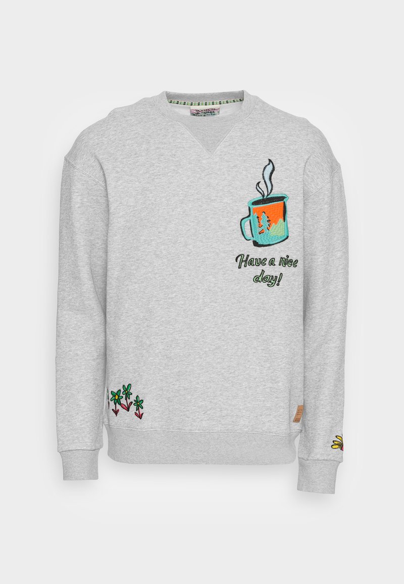 Scotch u0026 Soda EMBROIDERED CREWNECK FELPA - Sweatshirt - grey melange/gris  chiné - ZALANDO.FR
