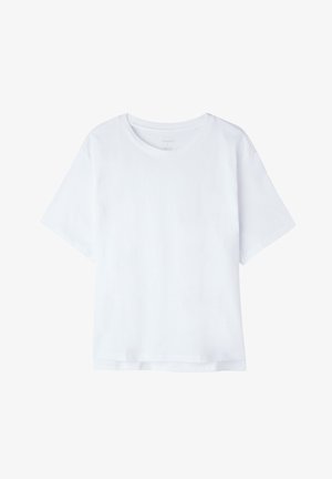 WitteT-shirt met korte mouwen van katoen, met een ronde hals en een relaxte pasvorm. Glad textuur zonder zichtbare patronen of accenten.