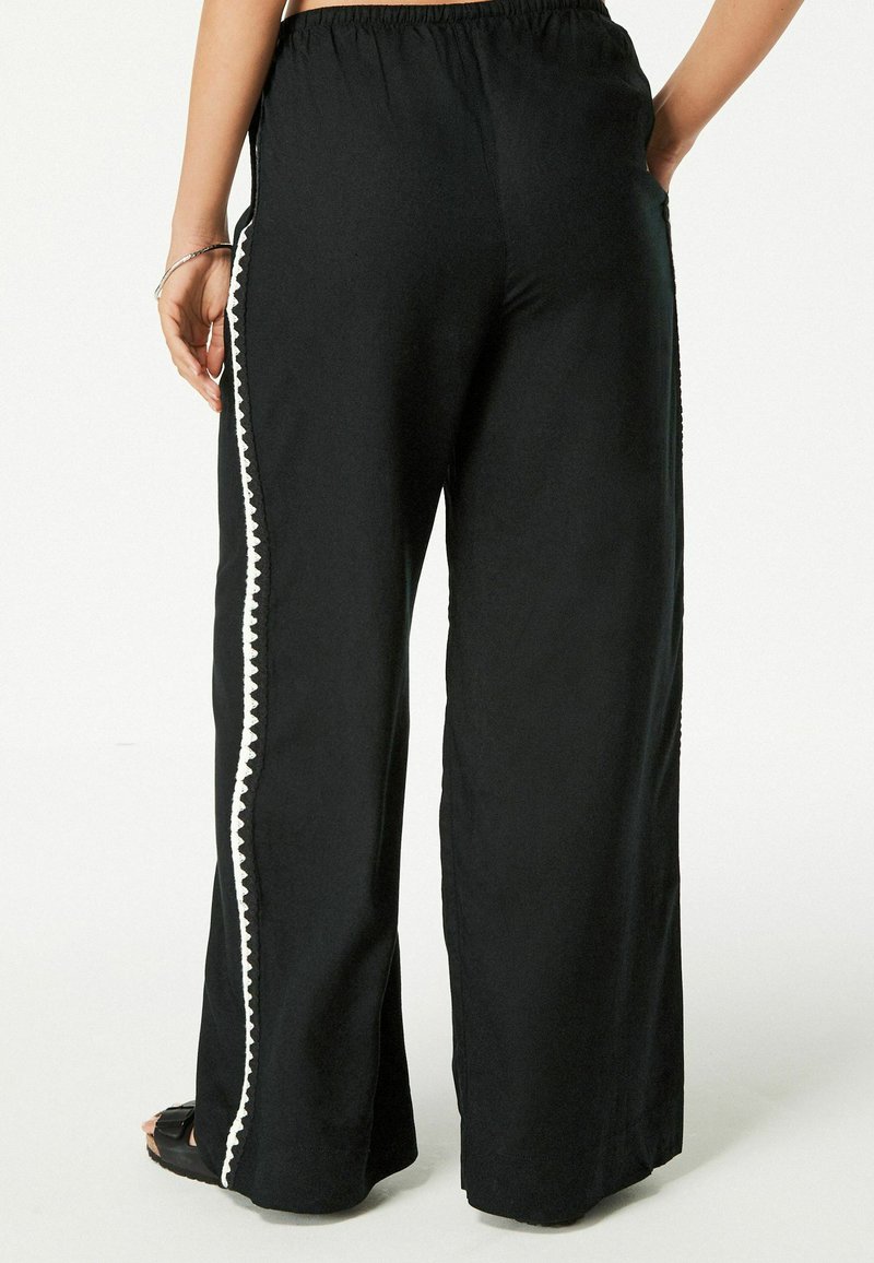 Next TIE WAIST WIDE LEG TALL - Kelnės - black crochet