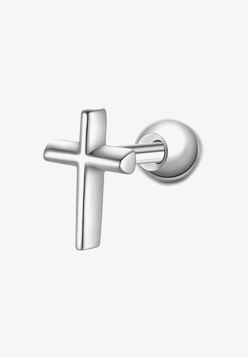 Kryžius formos chromo sieninis kabykla. Lygi, blizgi danga, su tiesiomis linijomis ir apvalintais kampais. Matomas tvirtinimo aparatūra.