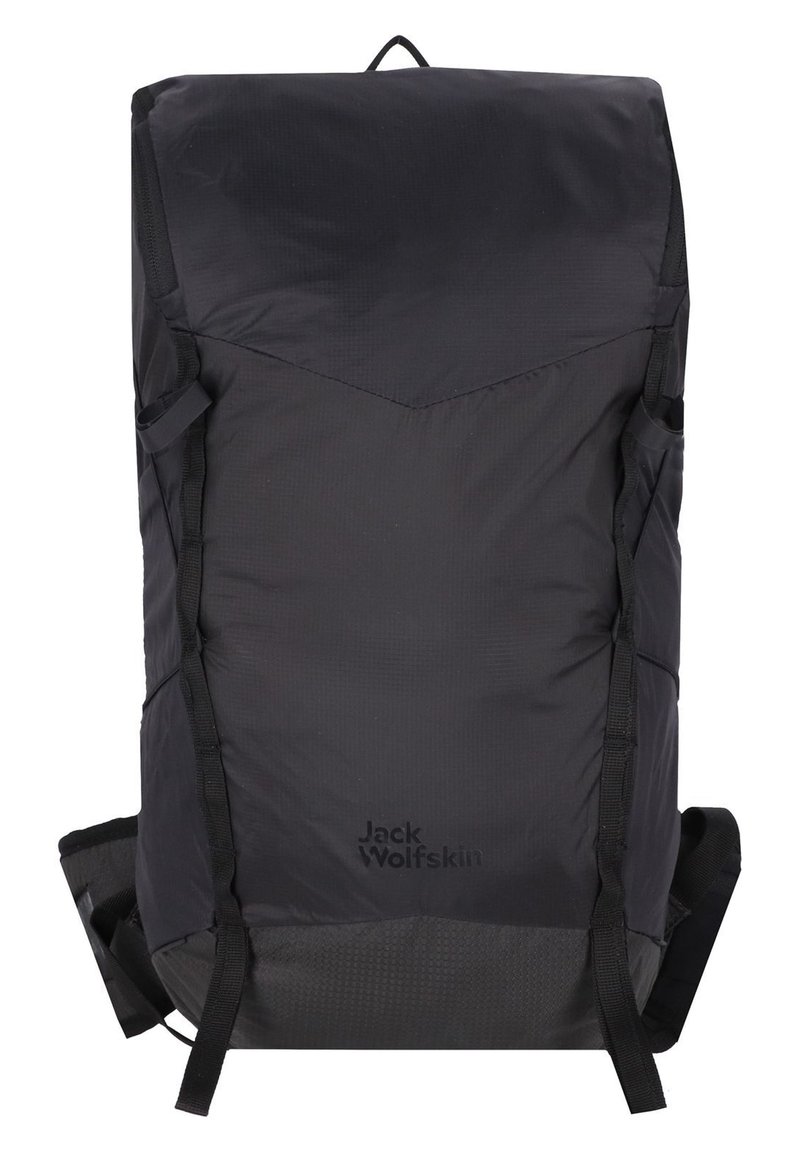Sac à dos noir de Jack Wolfskin, avec un tissu lisse, des bretelles réglables, un design épuré et un logo subtil à l’avant.