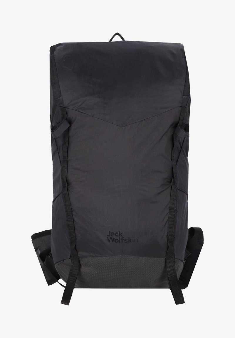 Sac à dos noir de Jack Wolfskin, avec un tissu lisse, des bretelles réglables, un design épuré et un logo subtil à l’avant.
