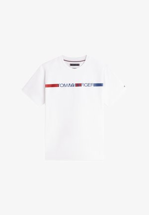 Tommy Hilfiger, LOGO STRIPE JERSEY T-SHIRT - Camiseta estampada - white