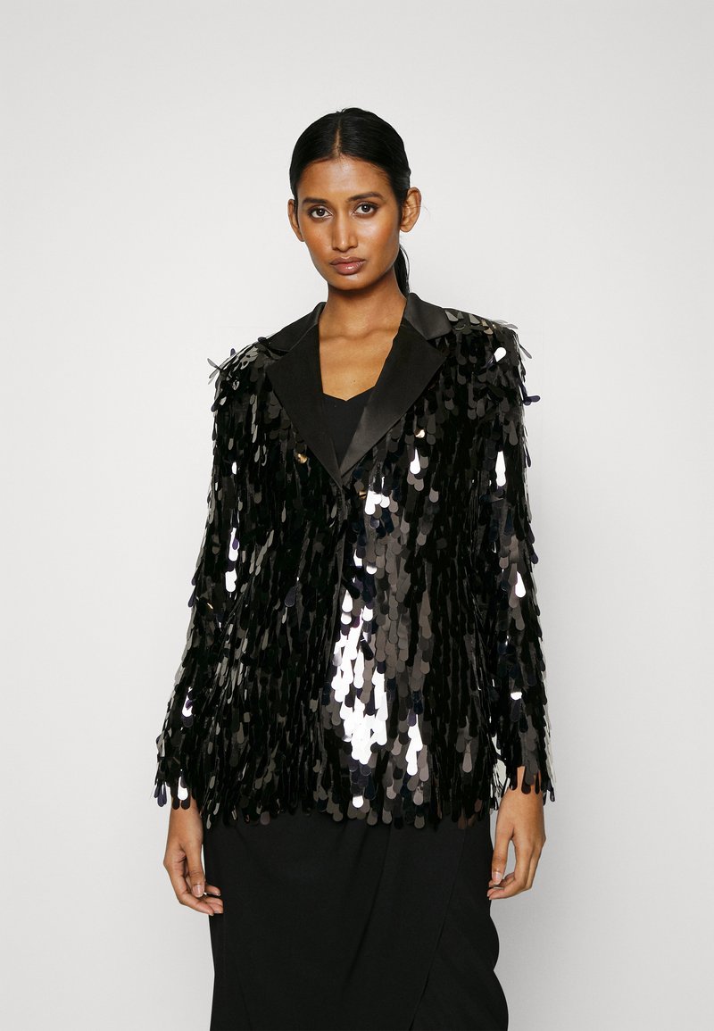Blazer Zara Lusso Cold Shoulder Noir Argenté - Taille S - Occasion Très Bon état