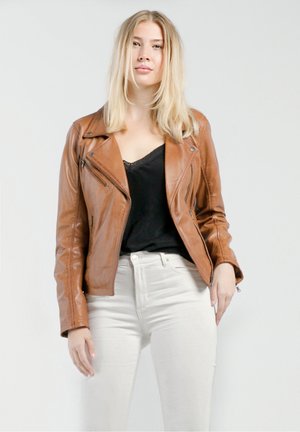 NO N4ME Leather jacket - cognac braun