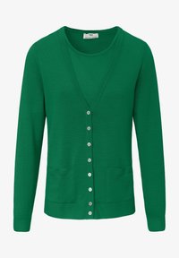 PETER HAHN TWINSET MIT 1/2-ARM-PULLOVER Cardigan moosgruen