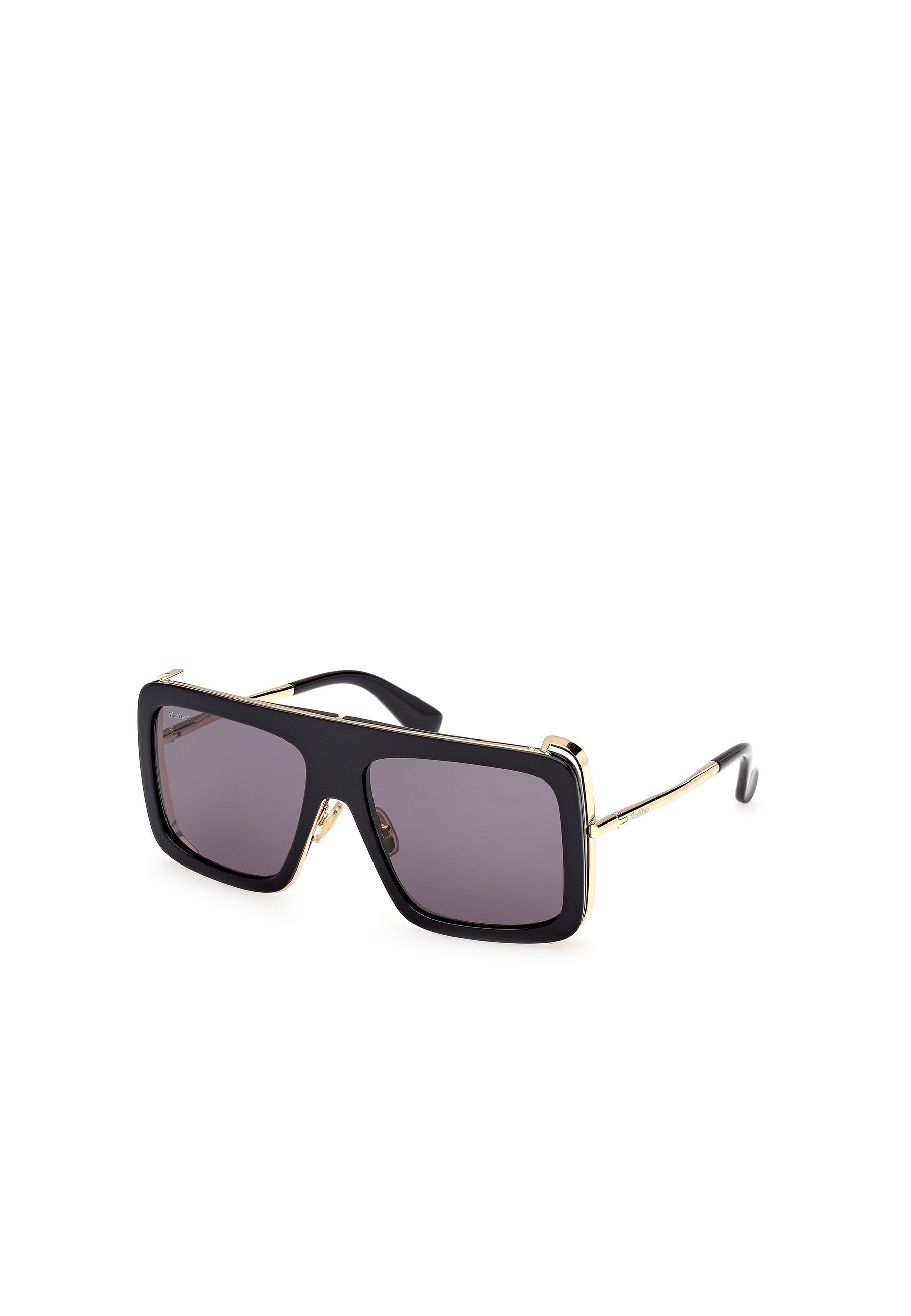 MaxMara Black Oversized Sunglasses MM0158-K 01A Shiny Black Smoke Lens NWT 4801106606001-w-  main image 3