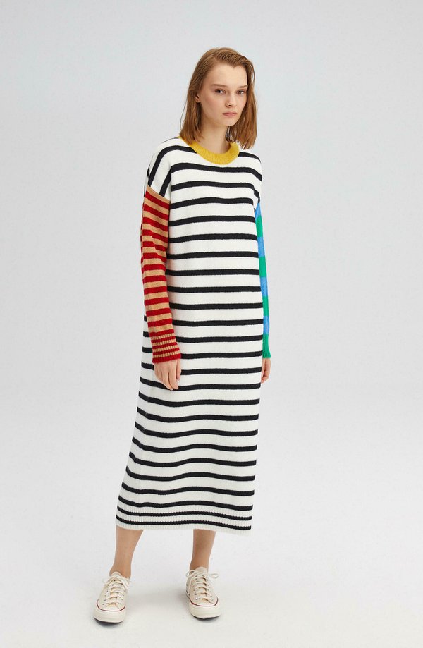 STRIPED  - Strickkleid - ecru
