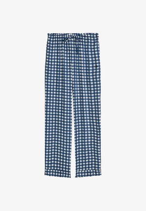 Blau-weiß karierte Pyjamahose mit elastischem Bund und Kordelzug, gerader Schnitt, kleines Logo auf der rechten Seite.
