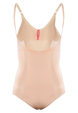 Naadloze huidkleurige bodysuit met verstelbare bandjes en een aansluitend ontwerp. Gemaakt van een gladde, rekbare stof. Beschikt over een eenvoudige snit en geen zichtbare naden.