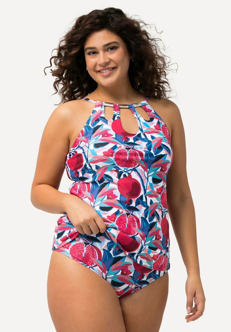Badpak Met Zijplooien Ulla Popken Badpak Alice - Colourblock Dames Zwempak Uit één Stuk, Ondersteunend Badpak Met Geplooide Buste