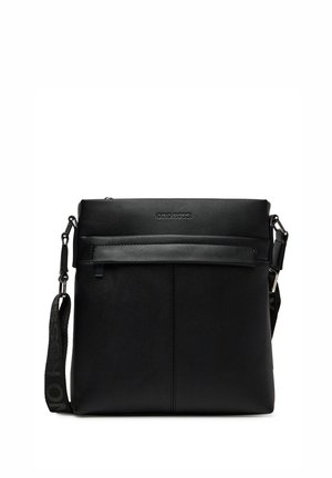 Black rectangular crossbody bag with adjustable branded strap and "Gino Rossi" logo embossed on front upper center.