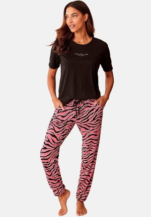 SET - Nachtwäsche Set - schwarz pink zebra bedruckt
