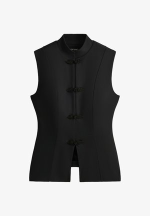 OYSHO, COMFORTLUX LONG MANDARIN COLLAR TANK TOP - Smanicato - black