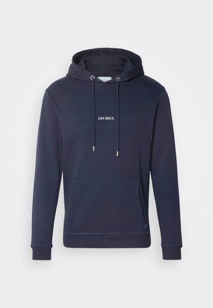 LENS HOODIE - Luvtröja - dark navy/white