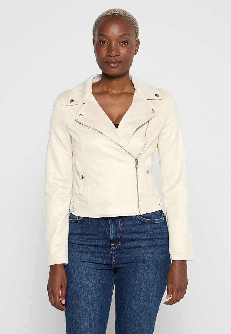 Vero Moda Imitatieleren jas lichtgrijs Vero Moda Imitatieleren jas lichtgrijs