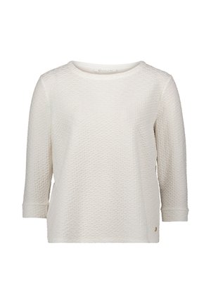Off-white strukturierte Bluse mit langen Ärmeln, Rundhalsausschnitt und dezentem eingeprägtem Muster, entworfen von Betty & Co.