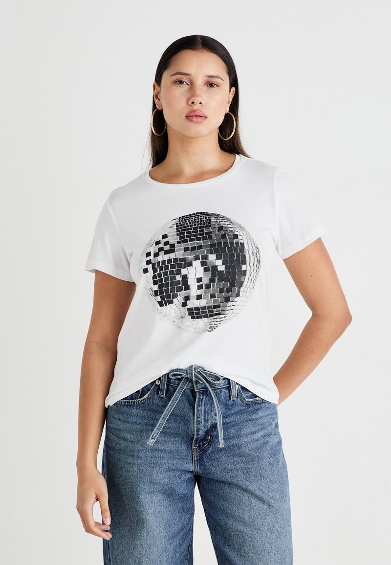 Noisy May NMNATE DISCO  - T-shirt imprimé - bright white