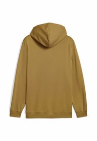 Felpa con cappuccio a maniche lunghe di colore giallo senape. Tessuto liscio con una vestibilità rilassata, dotata di tasca a marsupio e polsini e orlo a coste.