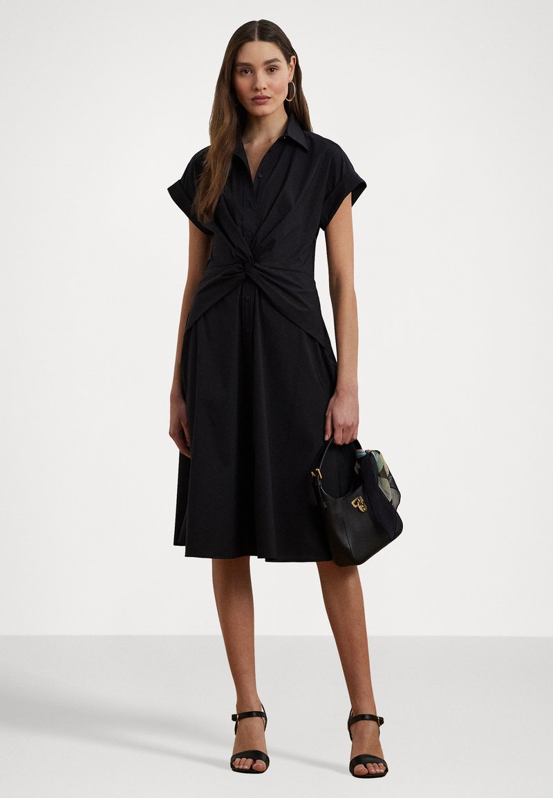katalea black twist front silky shirt dress Pretty Little Thing Black Satin Shirt Dress Katalea Black Twist Front Silky Shirt Dress Dresses PLT