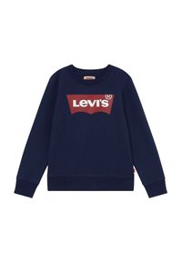 Felpa Levi's blu navy con maniche lunghe e logo rosso sul petto con testo bianco "Levi's".