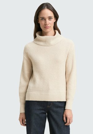 LOOSE FIT ROLLKRAGEN - Strickpullover - sand/stone/beige melange