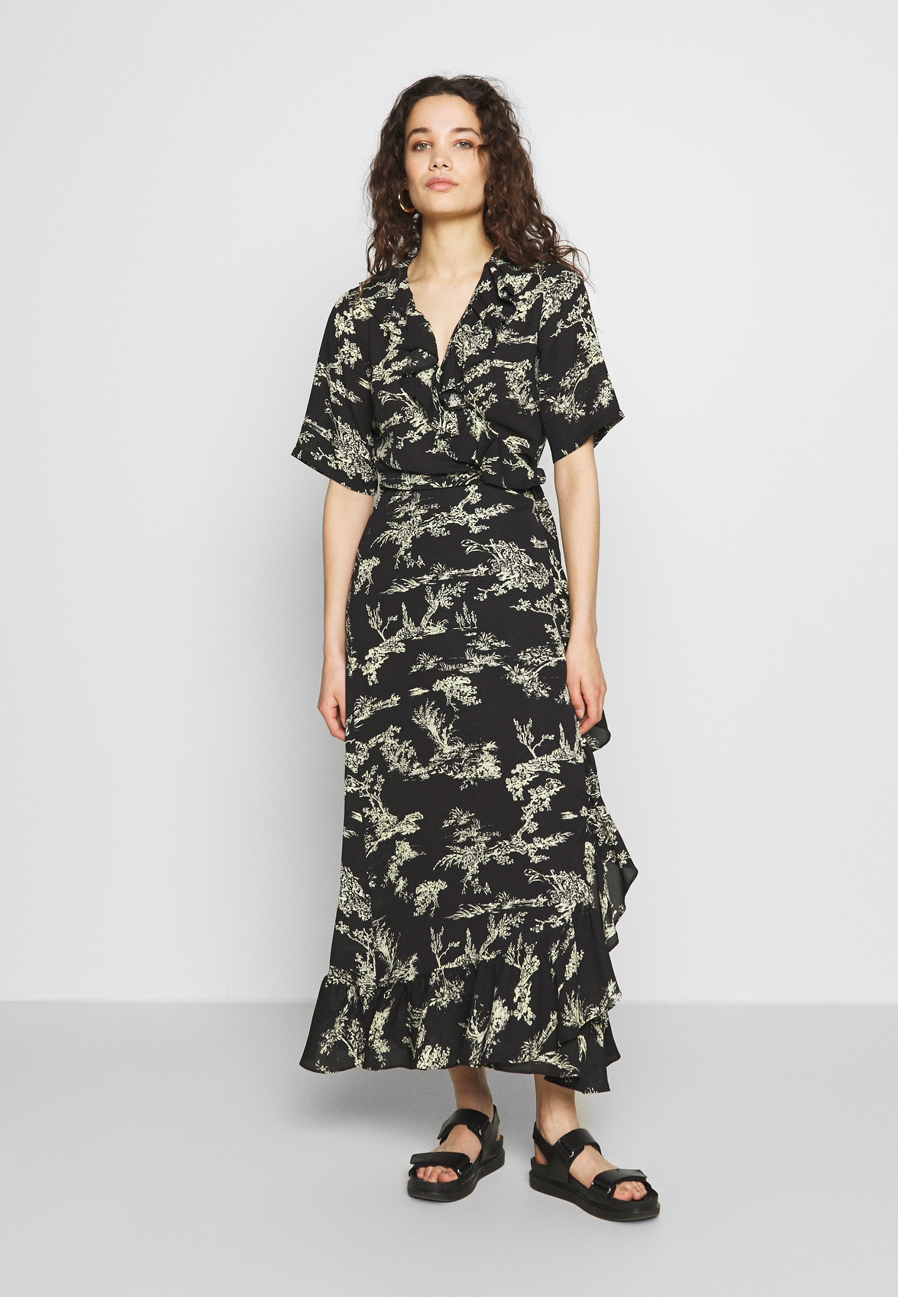 Black and yellow wrap dress Clearance