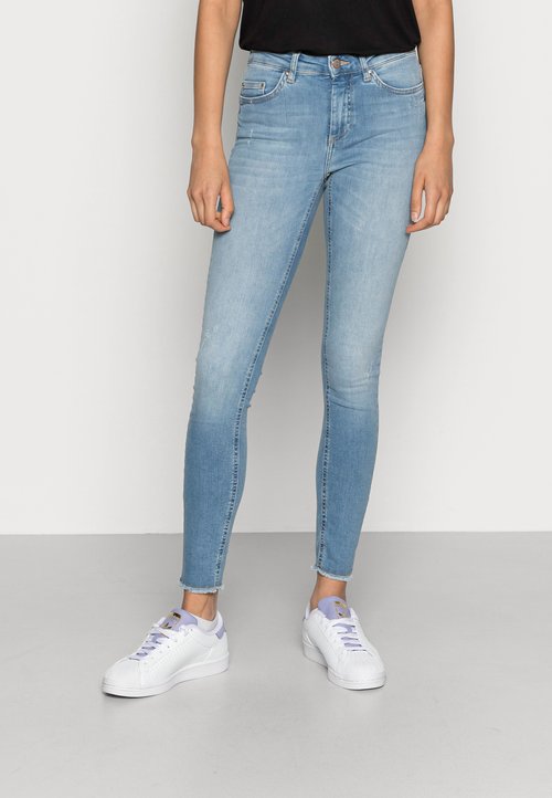 Only ONLBLUSH Life Mid SK RW AK DT REA213NOOS, Jeans Donna, Opacity, Light Blue Denim, XS/34