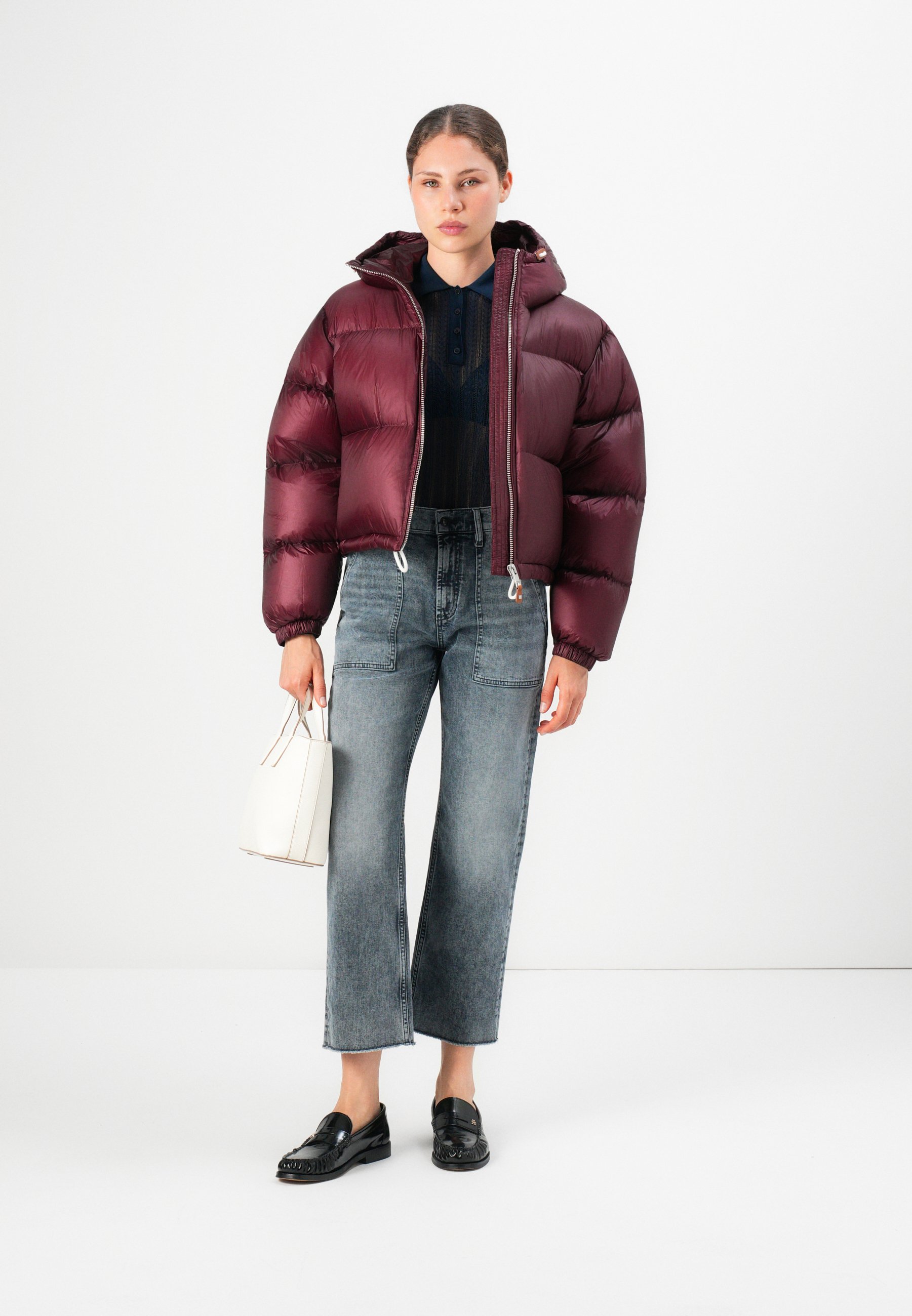 TOMMY HILFIGER サガラ刺繍バーガンディ ダウンジャケットM , 【公式通販】